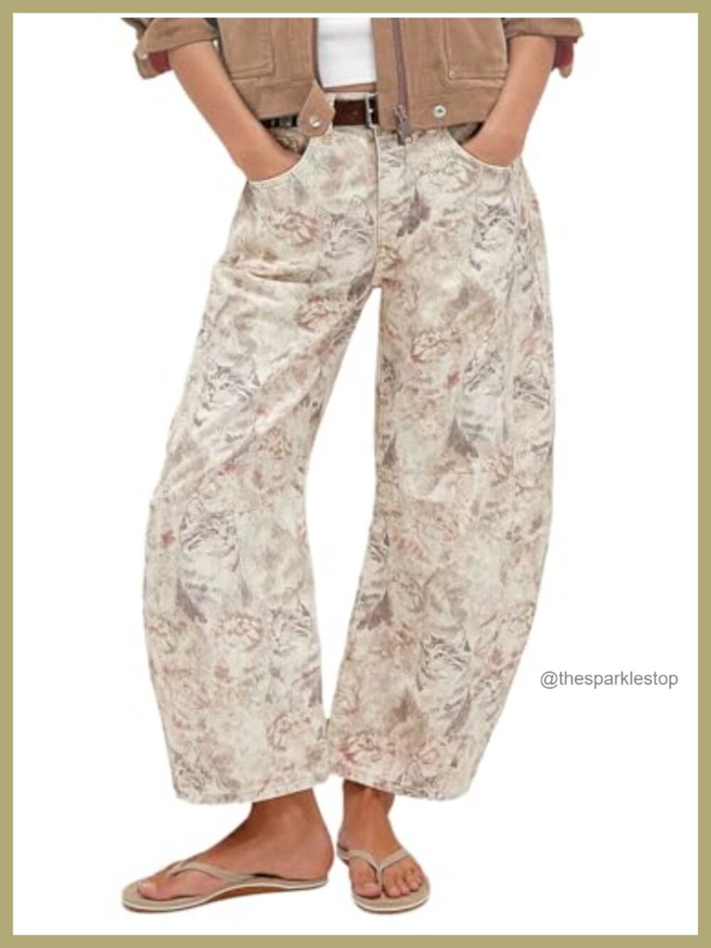 Wide Leg Cropped Barrel Jeans High Rise Baggy Denim Pants